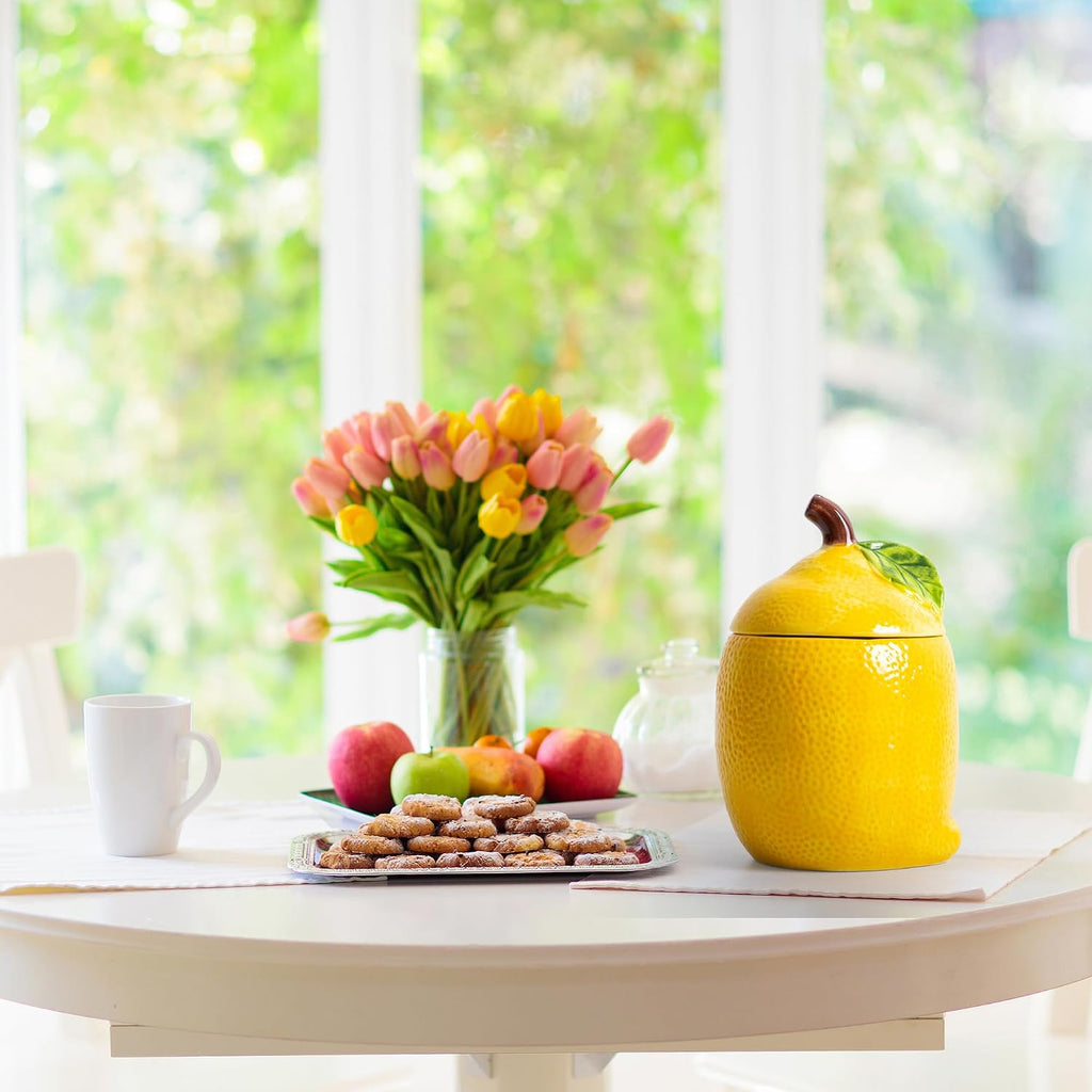 Lemon Cookie Jar Kitchen Canisters Decorative Cute Food Storage Container - Set of 2