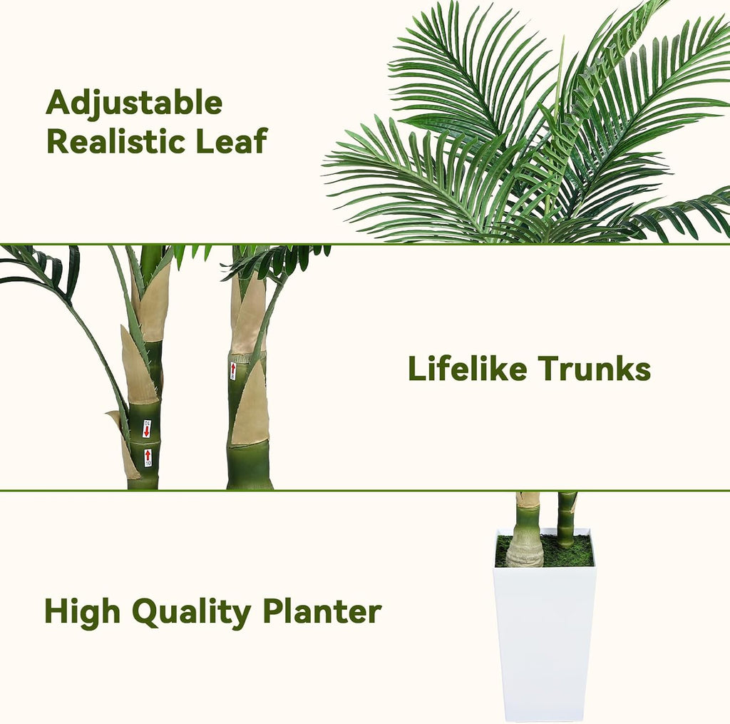 Fake Palm Tree, 7ft Artificial Palm Tree Tall Tropical Tree with Adjustable Leaves & Large Planter, Outdoor Indoor
