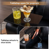 ANJ Power Recliner Chair with USB Ports, Faux Leather Home Theater Seating with Swivel Tray Table