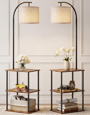 Floor Lamp with Table 2-Pack, Nightstands End Side Table