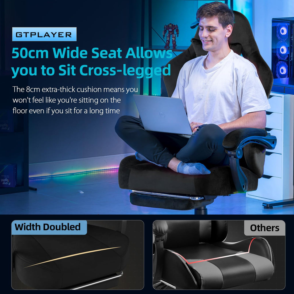 Gaming Chair Fabric with Pocket Spring Cushion, Big and Tall Gamings Chairs High Back Computer Chair with