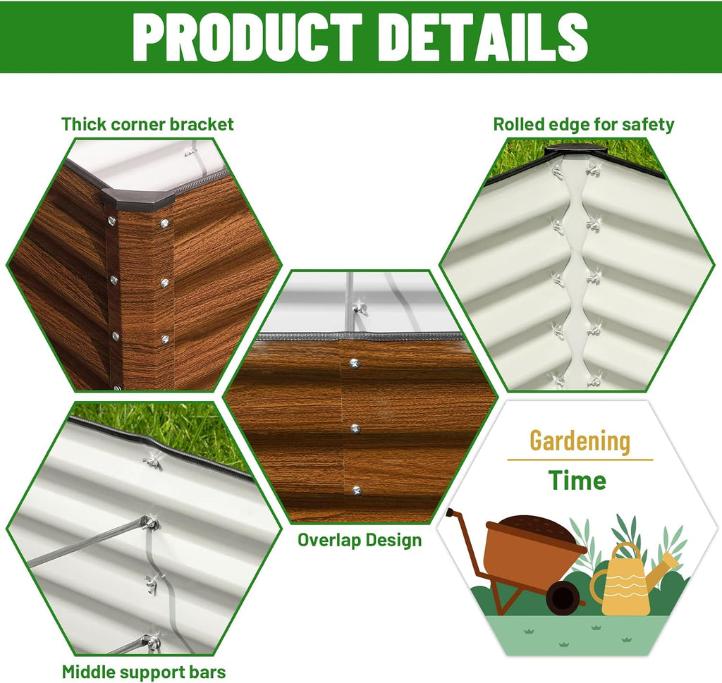 Galvanized Raised Garden Bed 8x4x2FT Outdoor Large Metal Planter Box Steel Kit for Planting Vegetables, Flowers