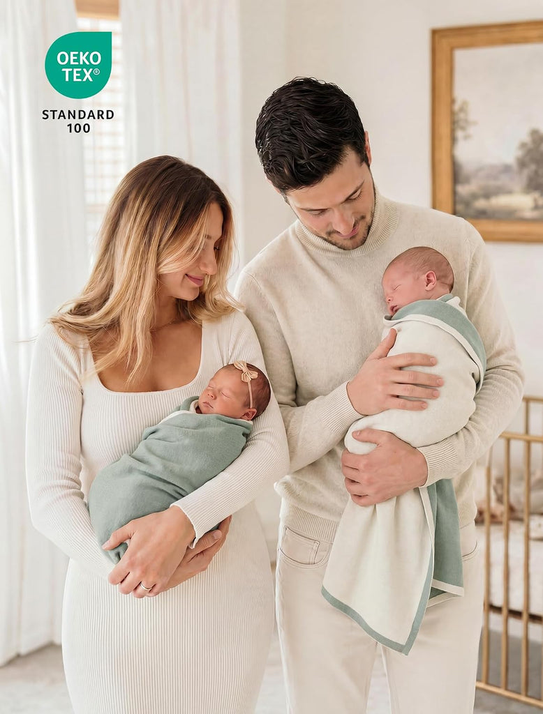 Baby Blanket Cotton Knit: Stretchy for Newborn Receiving Swaddle