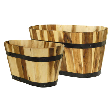 Oval Barrel Planter, Acacia