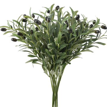 6PCS 18Inch Faux Olive Branches for Vase Realistic, Artificial Olive Tree Branches, Fake Plants, Greenery