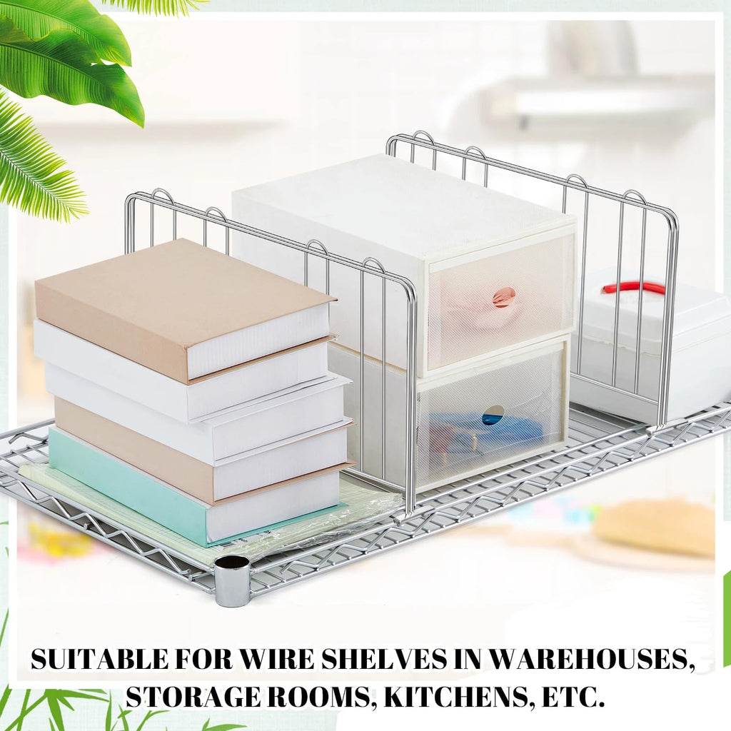 6 Pcs 14" W X 9" H Wire Shelf Divider for Wire Shelves, Silver
