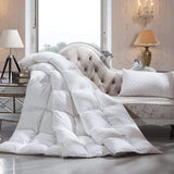 Luxurious Twin/Twin XL Size Goose Down Fiber Waterfowl Feather Fiber Comforter Duvet, 100% Egyptian 