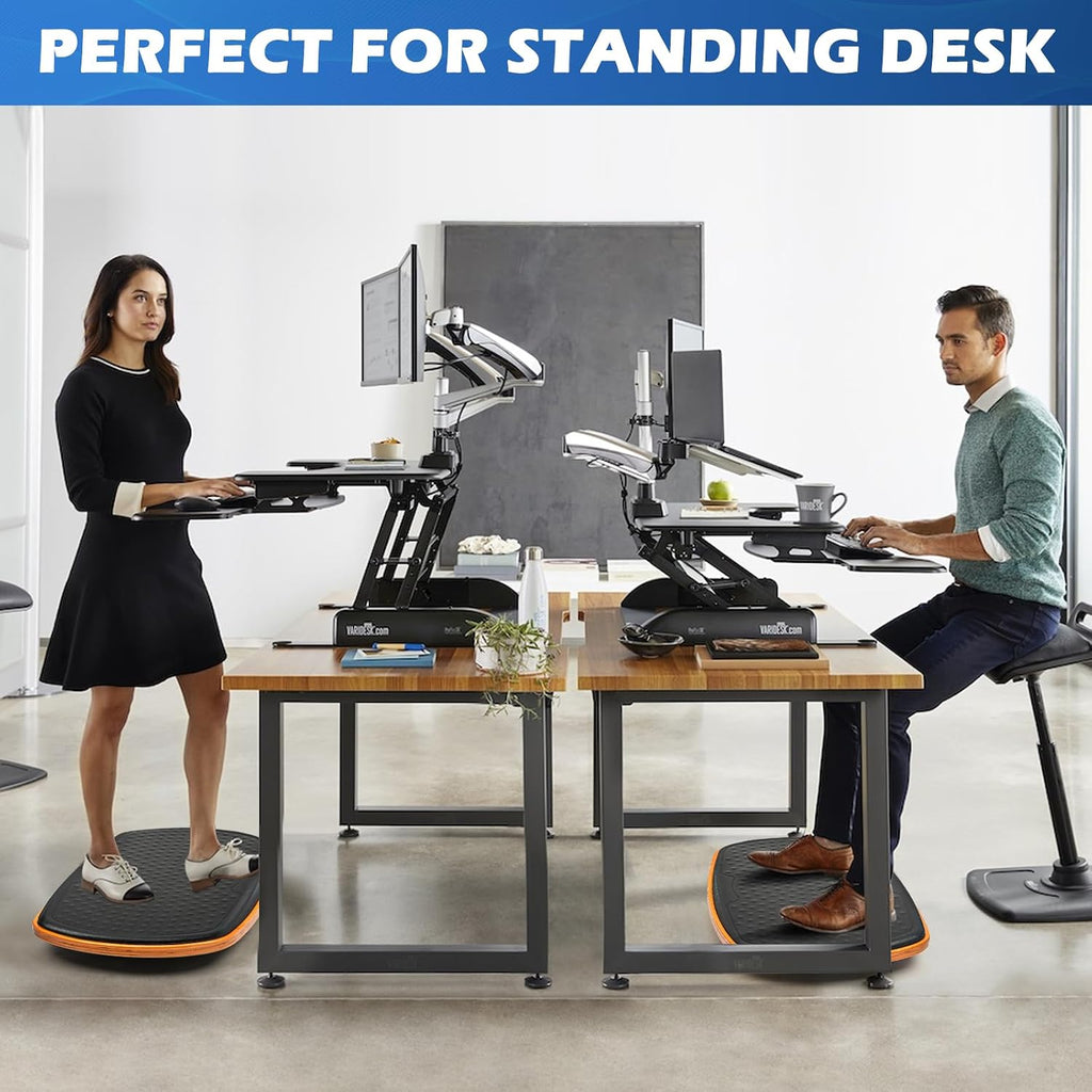 Office Standing Desk Anti Fatigue Mat Wooden Wobble Balance Board Stability Rocker Ergonomically Engineered for Stand