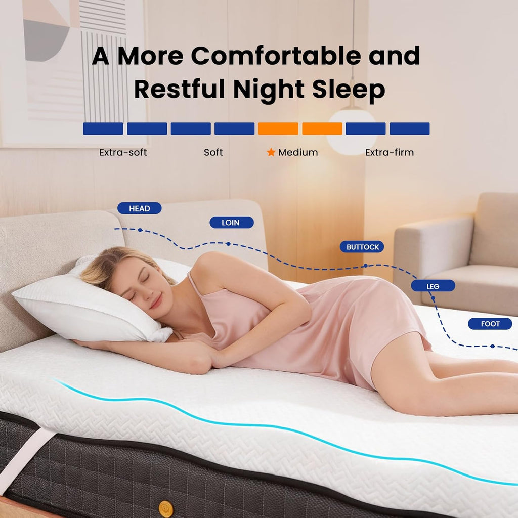 3 Inch Quenn Size Cooling Gel Memory Foam Mattress Topper | CertiPUR-US certified. Removable & machine washable cover