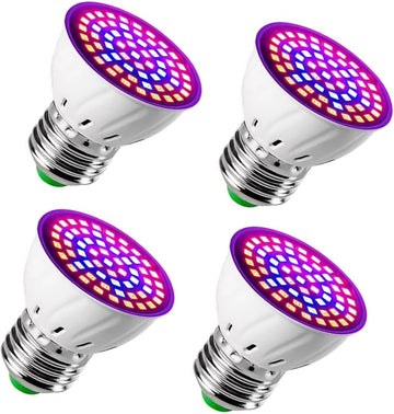 Grow Bulb E27, Full Spectrum LED Grow Light, 80LED,4 Pack