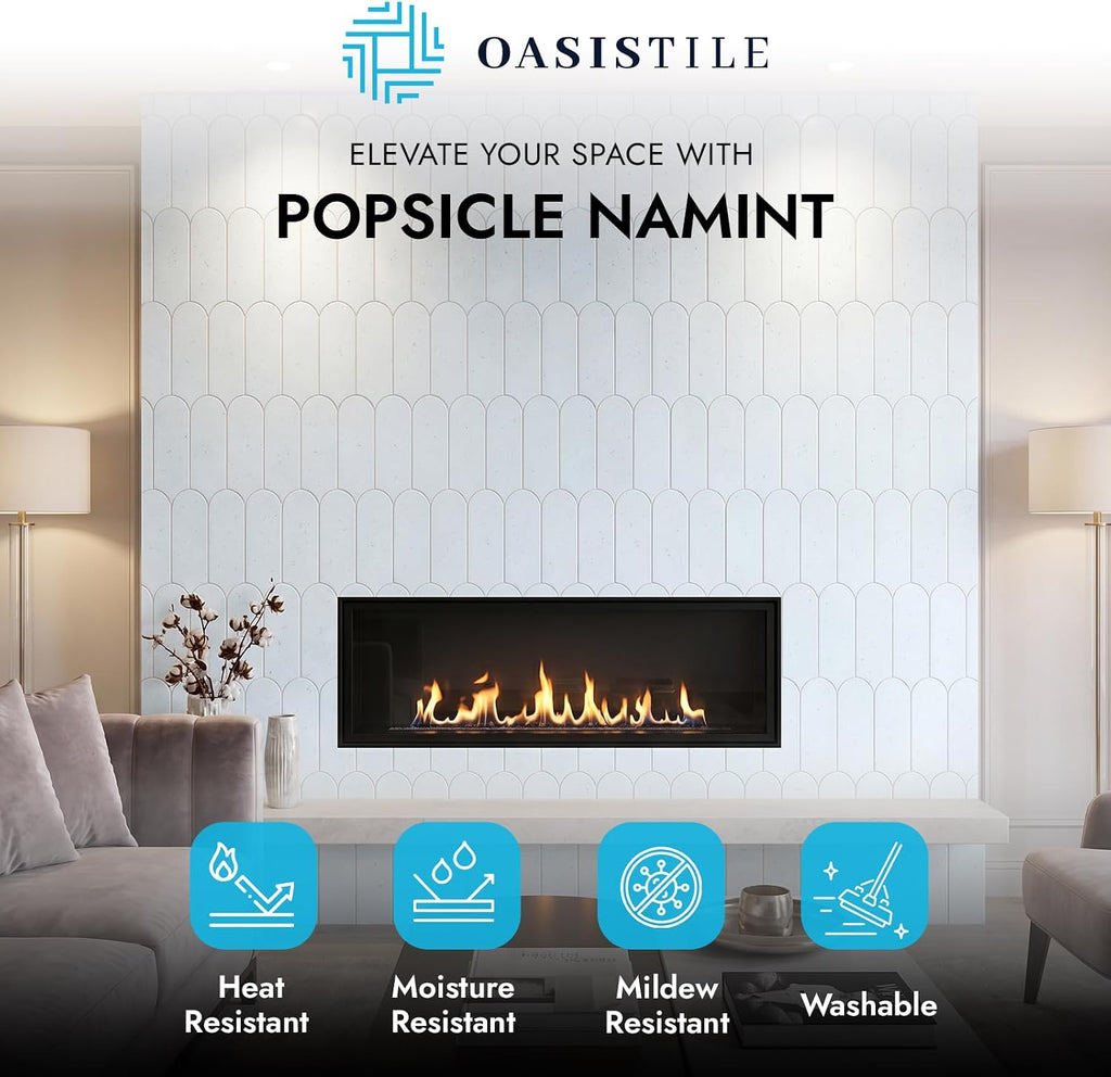 Oasis Tile Popsicle Namint | 3x9 Matte Ceramic Tile | Durable aqua matte mosaic ceramic for backsplashes, showers &