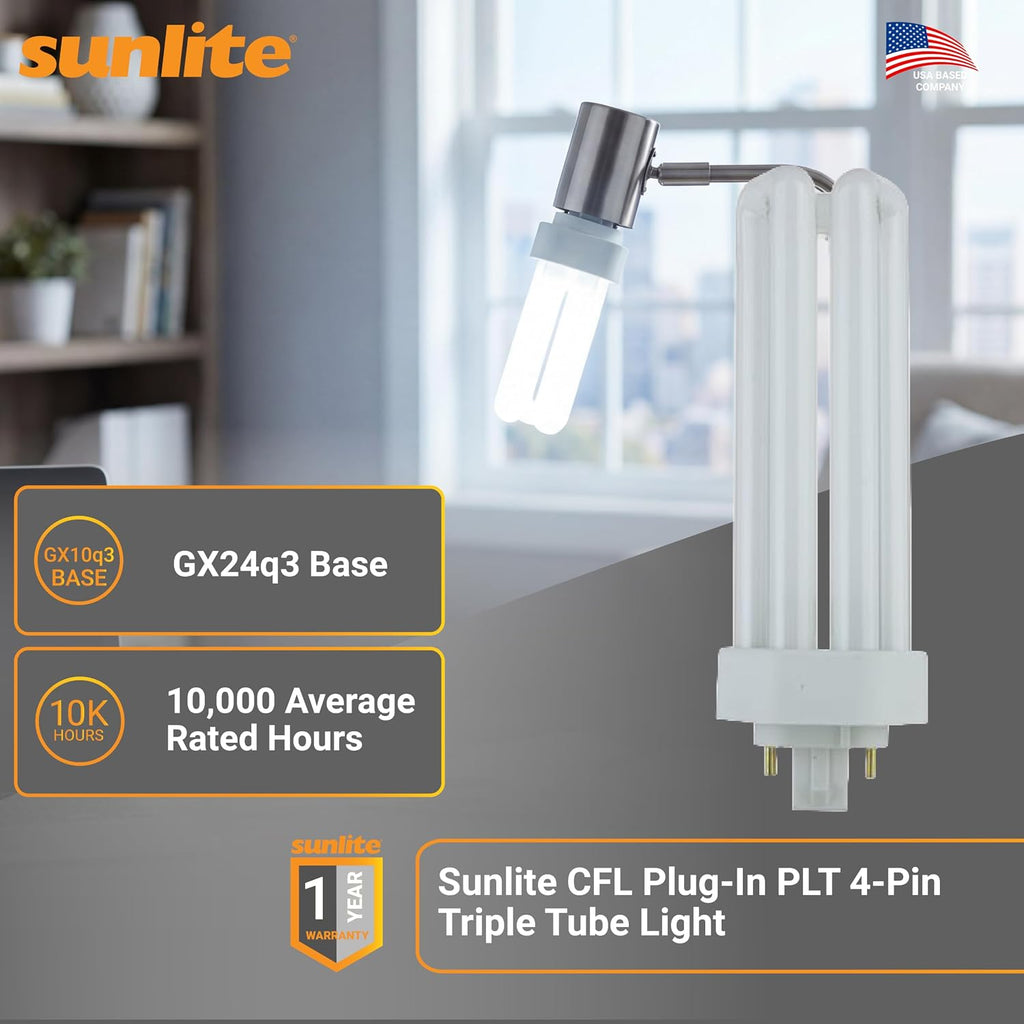 Compact Fluorescent Plug-in Triple Tube Light, 42 Watts, 4-Pin GX24Q4 Base, 3200 Lumens, 6500K