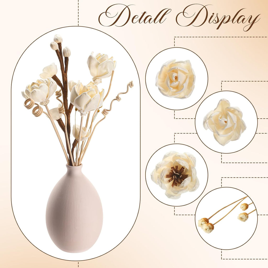 Reed Diffuser Sticks Flowers Reed Set White Wood Flower Aromatic Diffuser Home Bedroom Office Decor Office - Set of 12