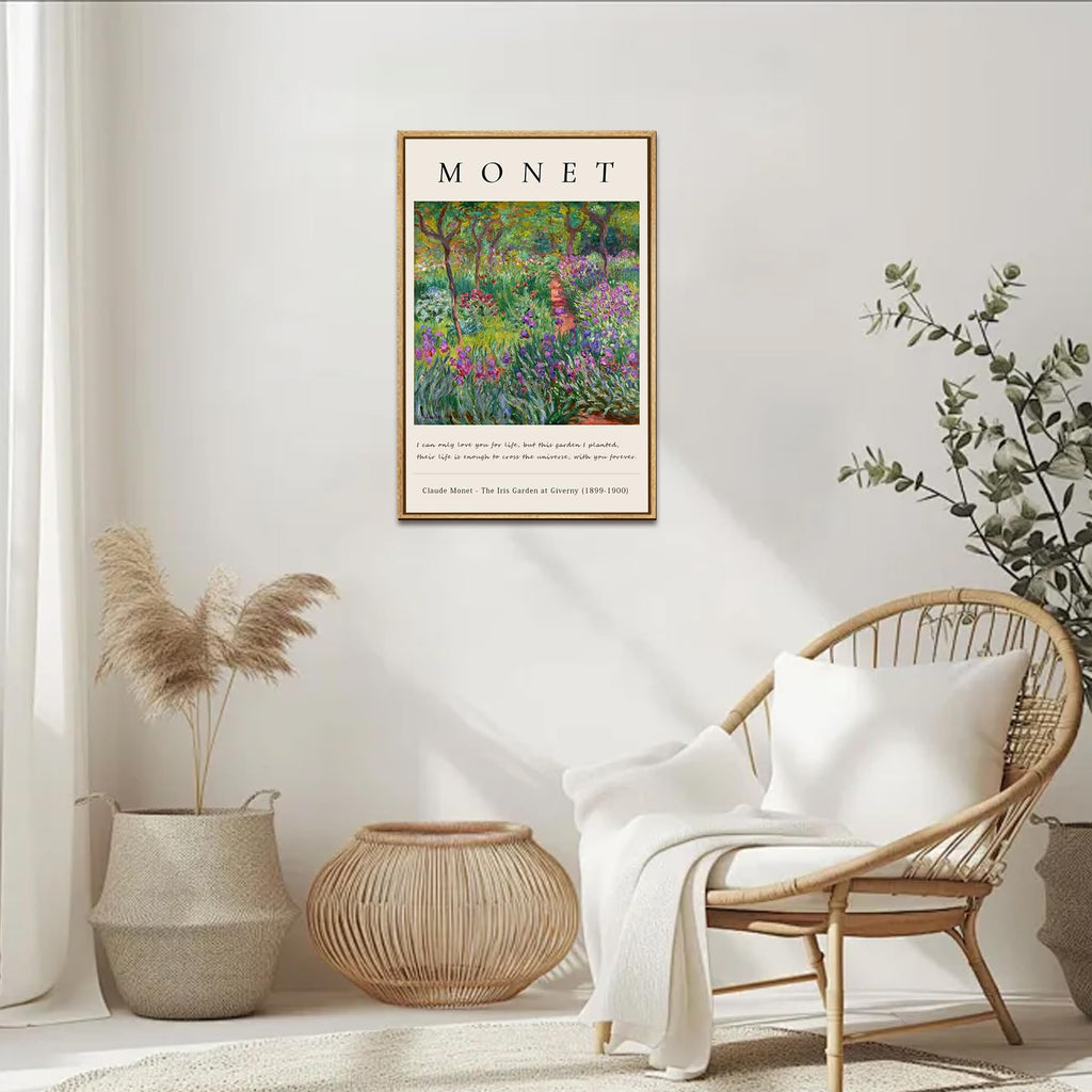 Monet Framed Canvas Wall Art The Iris Garden at Giverny 12x16