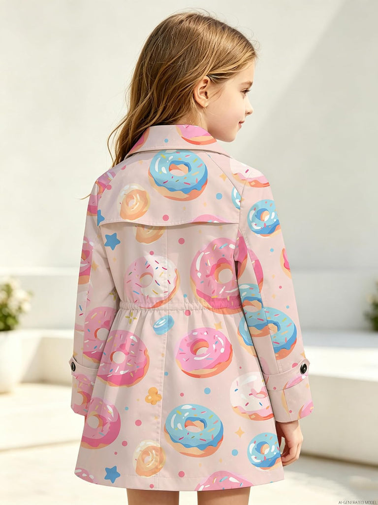 Girl's Hooded Rain Jackets Waterproof Trench Coat Windbreaker