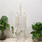 2Pcs 26.8'' Acrylic Candelabra Centerpieces,Clear 5 Arms Candlesticks Holder with Acrylic Shade for Candlelight