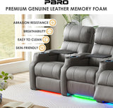 Home Theater Seating Top Grain Leather Loveseat Power Recliner Reclining Chair Zero Gravity Sofa Electric Gaming