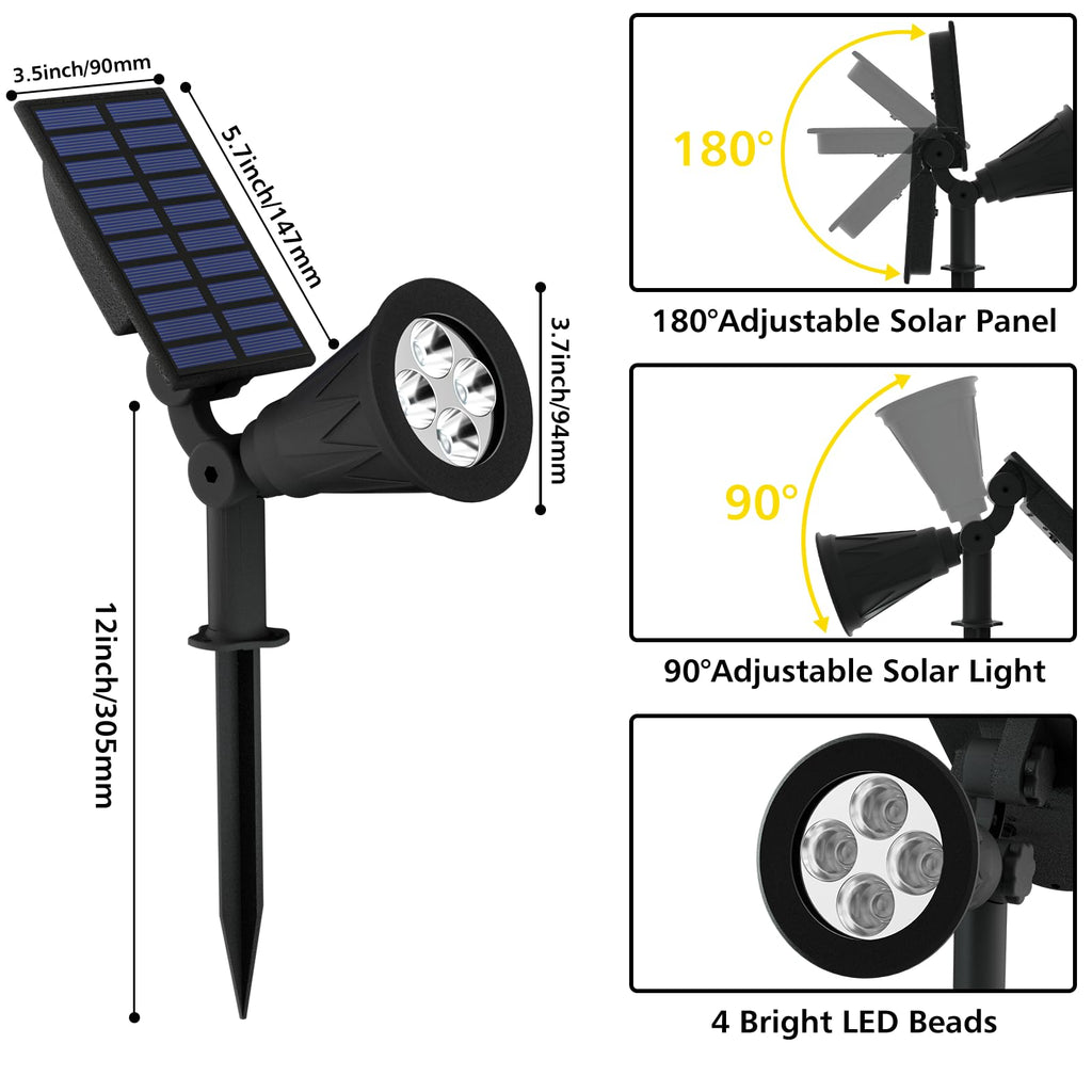 Solar Spot Lights Outdoor Waterproof, Solar Landscape Spotlights, 4Pack