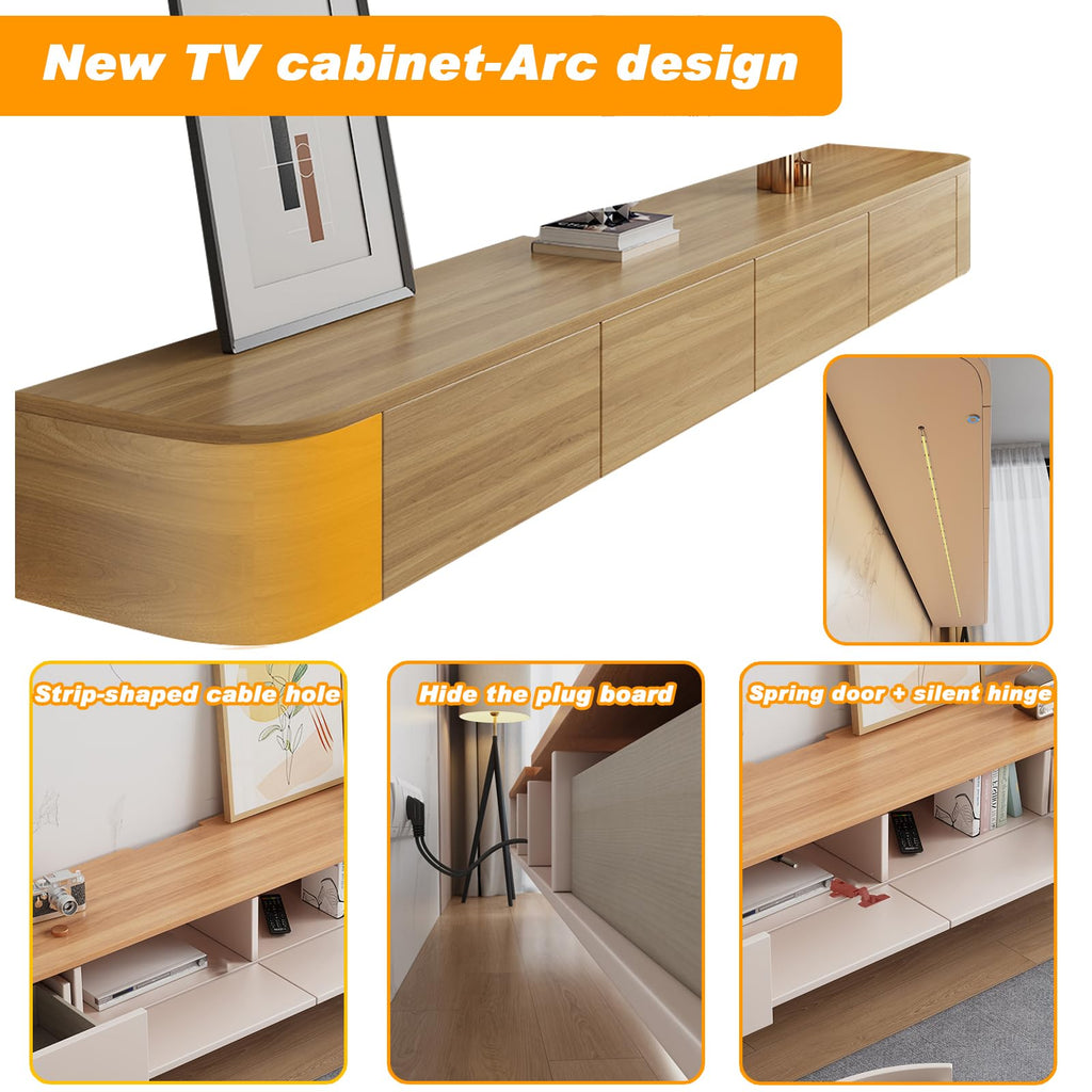 Floating TV Stand - Wall Mounted Media Console with 2 Drawer, Floating Entertainment Center TV Cabinet, Wall Mounted