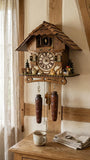Cuckoo Palace German Cuckoo Clock – Black Forest Hillside Chalet with Animal Figures – Quartz Movement with Music – Night Silence Sensor...