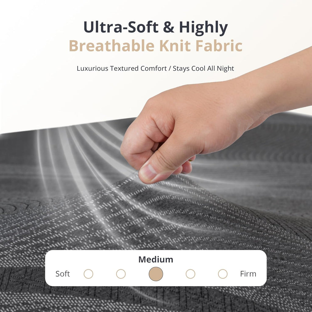 Queen Size Mattress 10 Inch Gel Memory Foam Medium | Cooling & Back Pain Relief, Fiberglass Free, CertiPUR-US