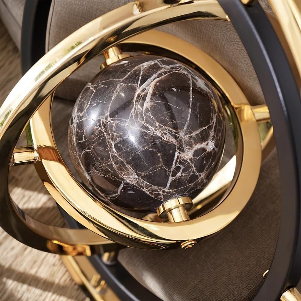 Abstract Metal Globe Sculpture Decor, Modern Black and Gold - Set of 20