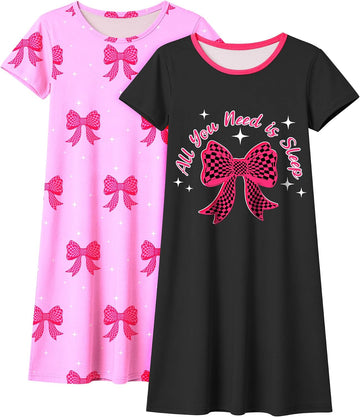 2Pcs Girls Nightgowns Kids Pajamas Princess Nightgown Dress Sleepwear for Toddler Little Girls Nightdress