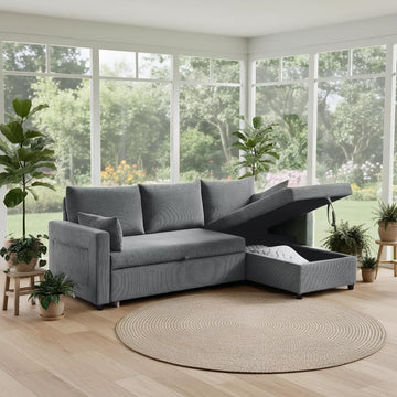 86" Sectional Sleeper Sofa Bed Pull Out Couches