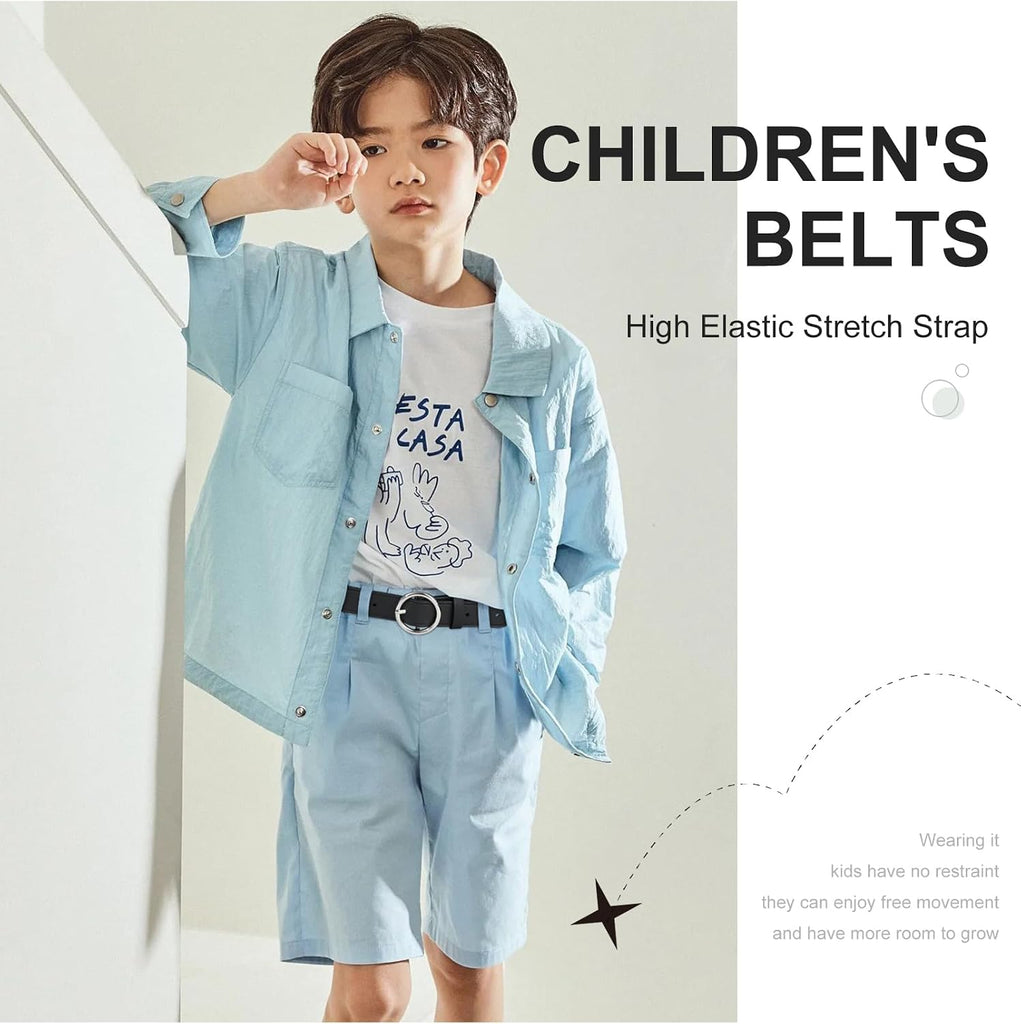 Kids Elastic Leather Belt for Girls Boys Toddler