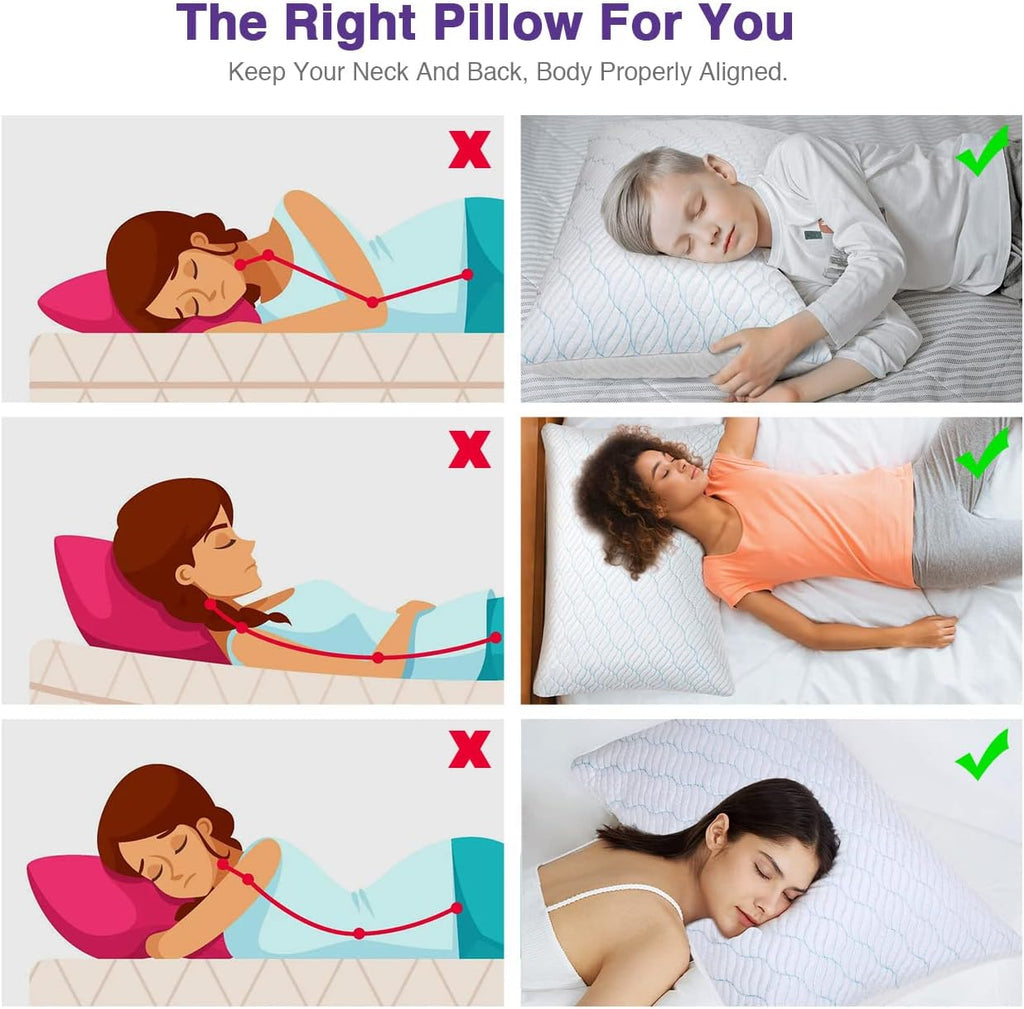 Cooling Shredded Memory Foam Pillows Standard Size Pack of 2 | Neck comfort, firm support, odorless, cooling