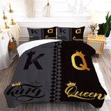 King Queen Crown Comforter Set Full/Queen Black Grey Bedding Set for Teens Women Men Adults Couple Quilt Bedroom Decor