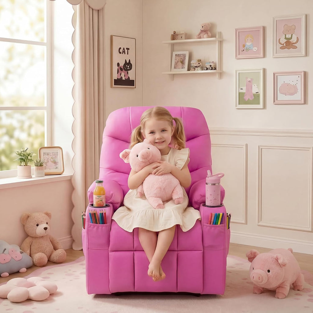 Kids Recliner Chair PU Leather Toddler Big Reclining Sofa Lounge Ages 3-12