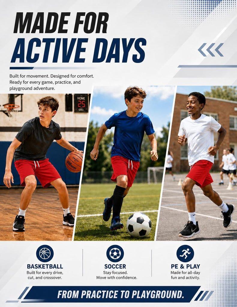 Boys Athletic Shorts Mesh Basketball Soccer Shorts Breathable Quick Dry Running Gym Shorts for Youth