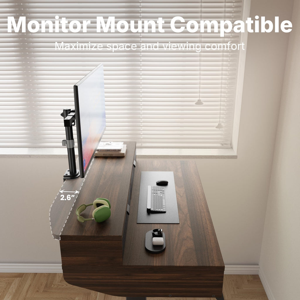 48 x 24 Inch Electric Standing Desk with 4 Drawers, Walnut