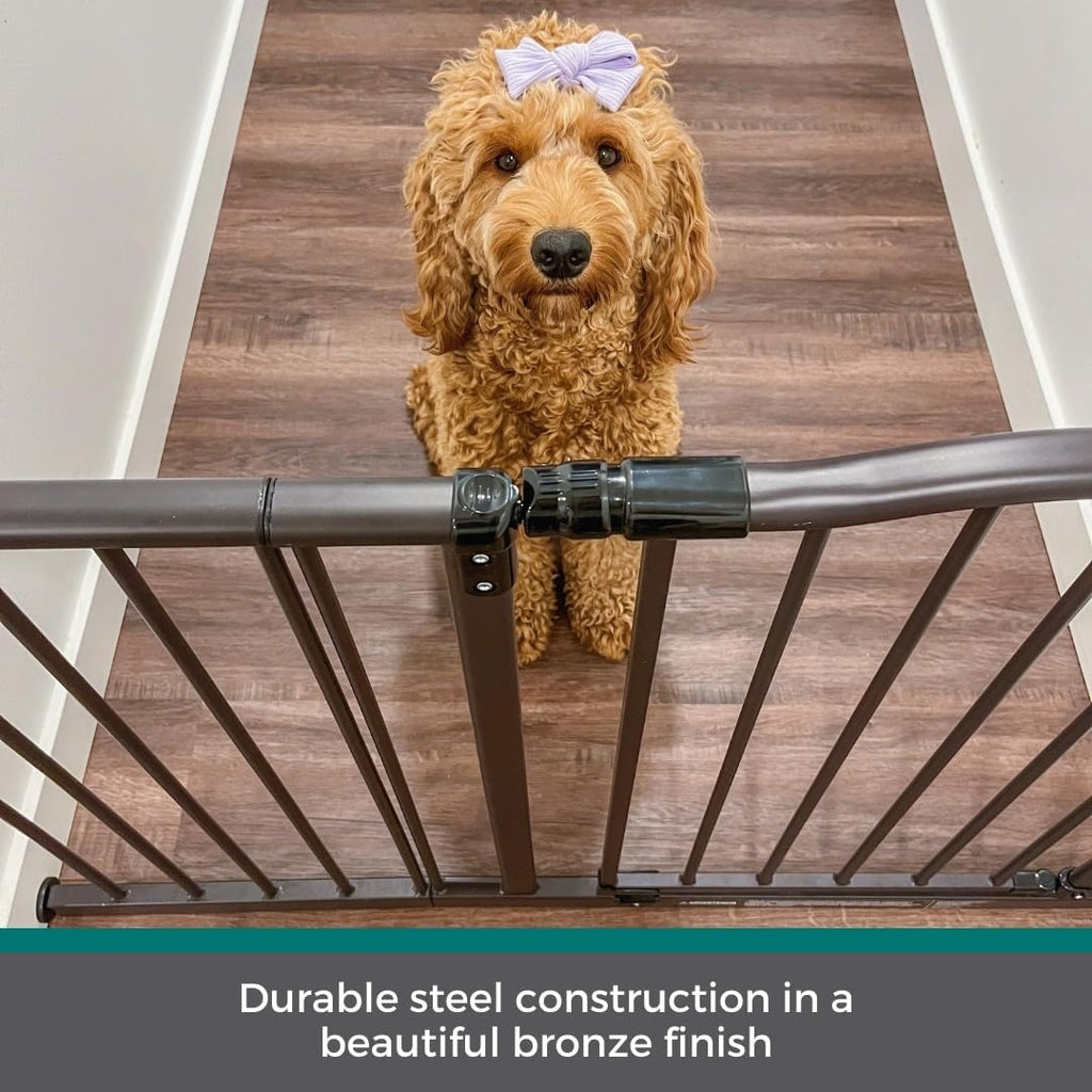 Windsor Arch Hold-Open & Auto-Close Pressure-Mount Pet Gate: Heavy-Duty Steel Gate 28.5in Tall Comes with Two 5in