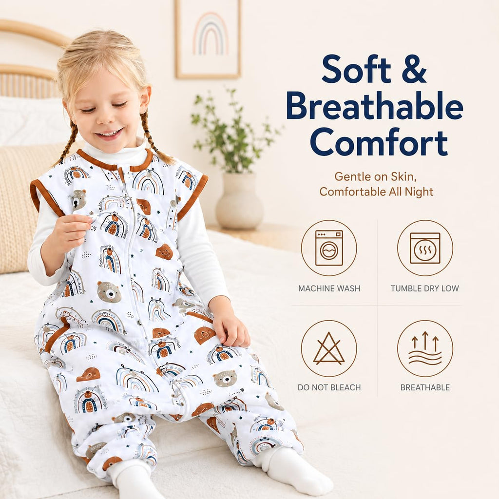 Toddler Sleep Sack with Feet, 1.0 TOG Wearable Blanket