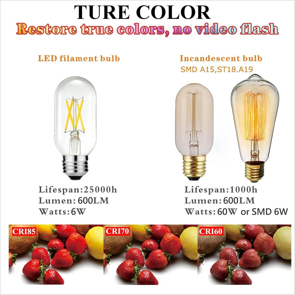 T45 E26 Led Bulb 60 watt,Edison Bulbs,Neutral White 4000K,Clear