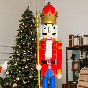 5 Feet Tall Life Size Large Christmas Wooden Nutcracker King Red and White BK8