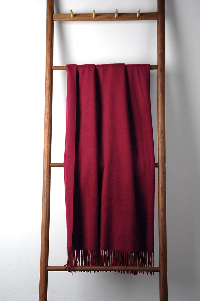 100% Pure Cashmere Throw Blanket for Sofa, Merlot