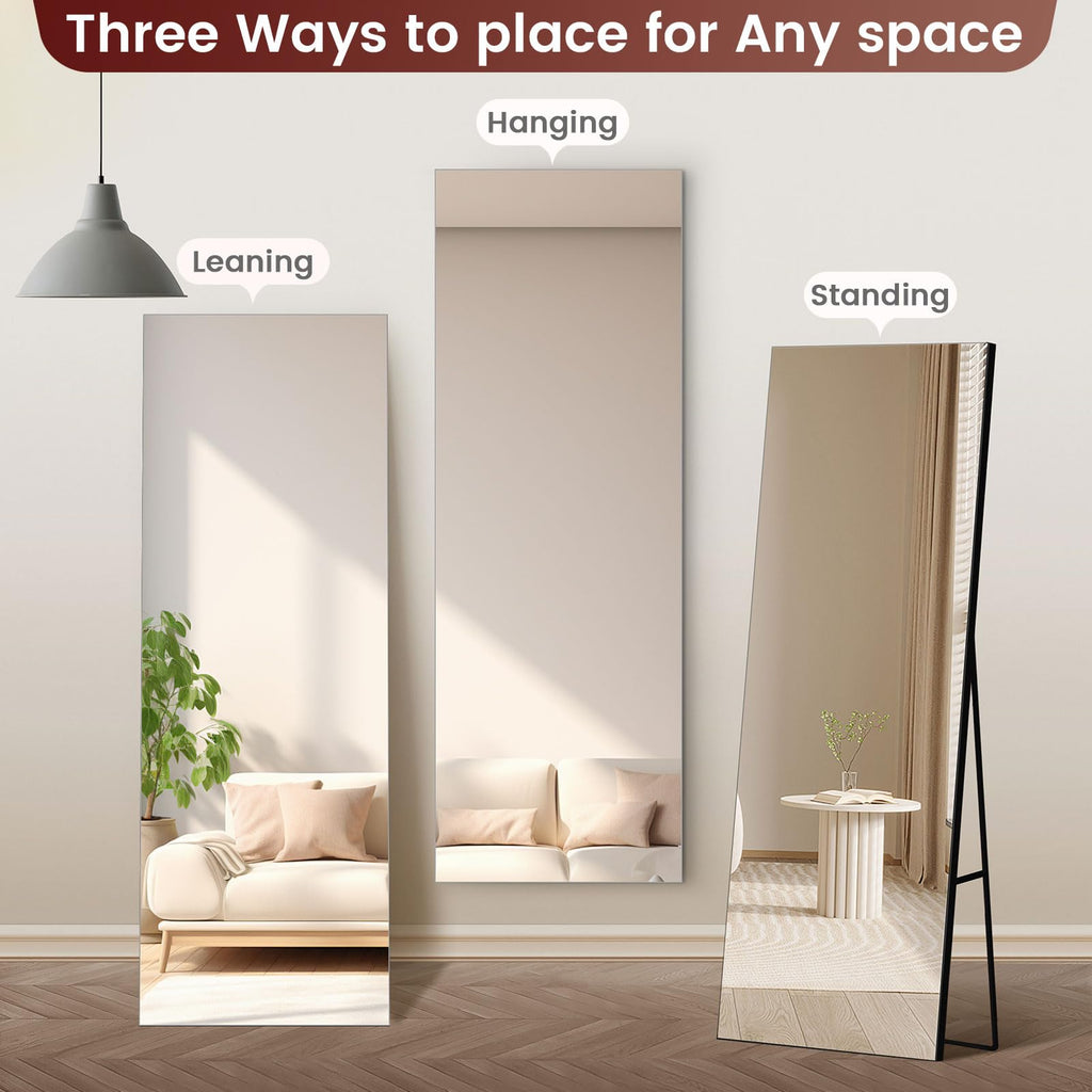 65"x24" Frameless Full Length Mirror with Stand