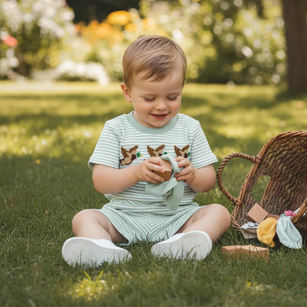Toddler Baby Boy Girl Summer Clothes Embroidery Stripe T-shirt Tops Shorts Sets 6 12 Casual Outfit