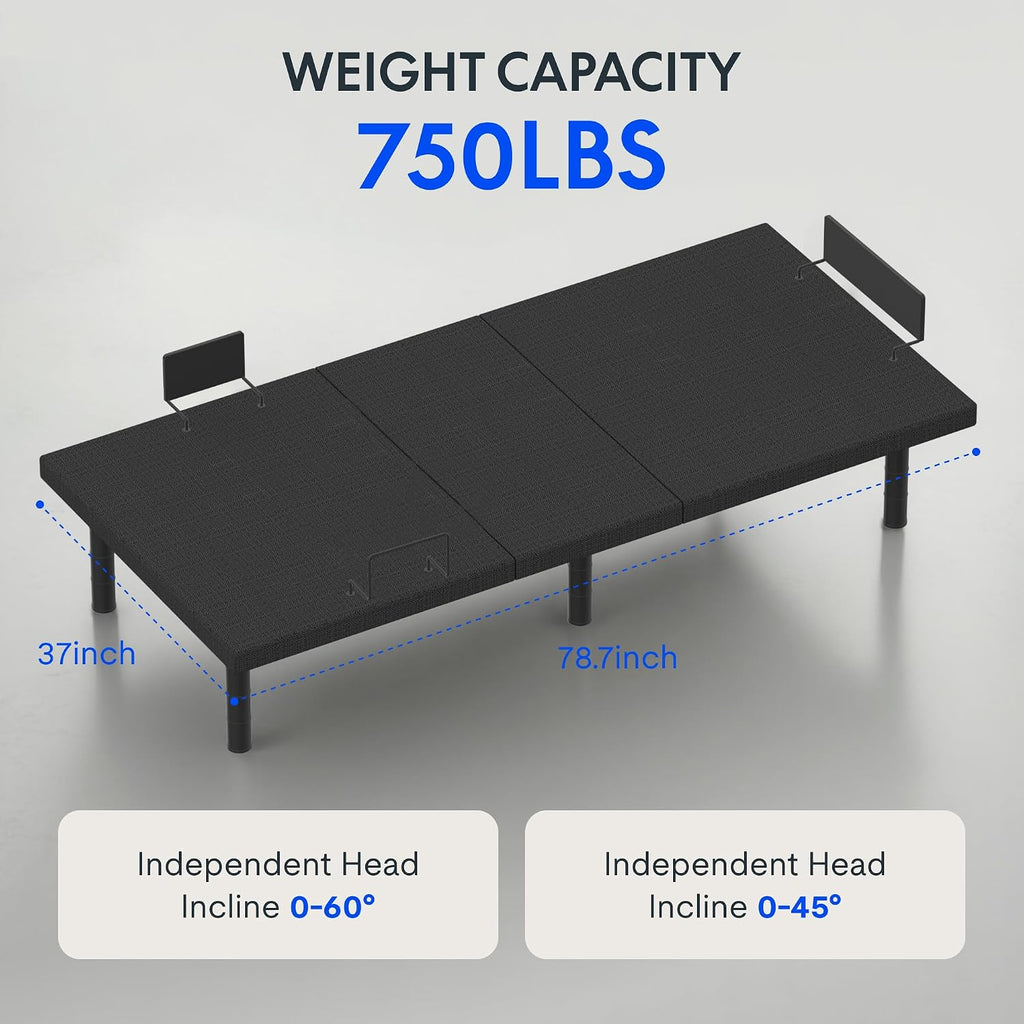 Split King Adjustable Bed Base with Massage