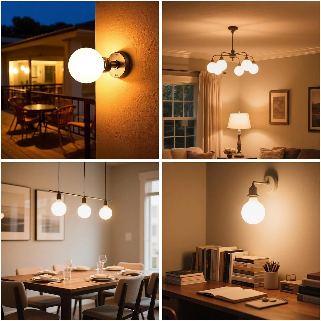 G40 LED Large Globe Light Bulbs, G125 E26 60W Warm White Dimmable