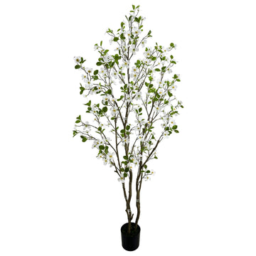 Artificial White Dogwood Flower Tree 7ft