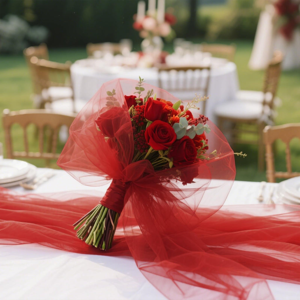 Red Tulle Mesh Ribbon 6 Inch x 100 Yards(300ft) Netting Spool Fabric Ribbon Ideal for Tutu Skirt Art Gift Wrapping