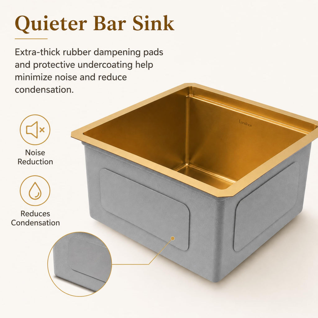 Gold Bar Sink Undermount, 18 inch Bar & Prep Sink with Workstation