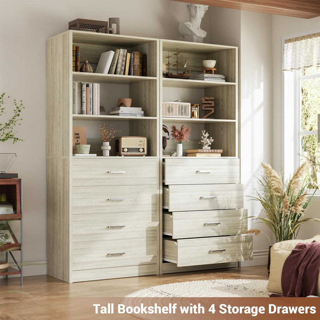 Closet Drawer System, 21.3" Wood Closet Organizer System,White Oak
