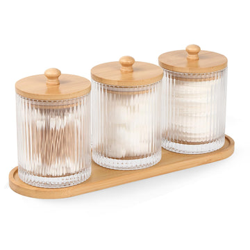 3 Pack Qtip Holder - Bathroom Organizers and Storage, Cotton Round Holder Floss Pick Cotton Ball Holder Swab