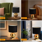 Gold Ball Modern Table Lamp,Mid Century Bedside Lamp Nightstand Light with Black Shade Metal Base Accent Lamp Bedside