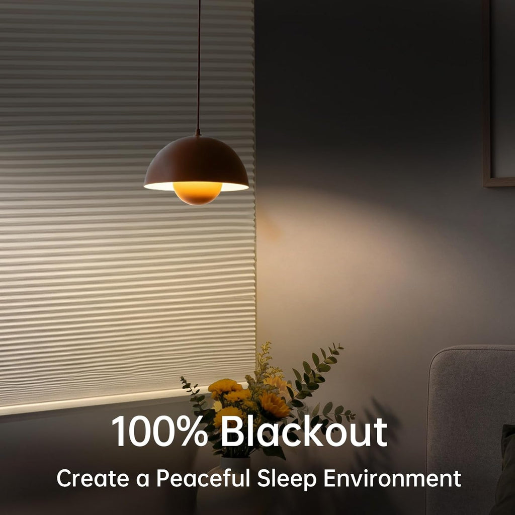 No Drill No Tools Blackout Cellular Shades,Cordless Blinds for Indoor Windows,Room Darkening Window Shades Honeycomb